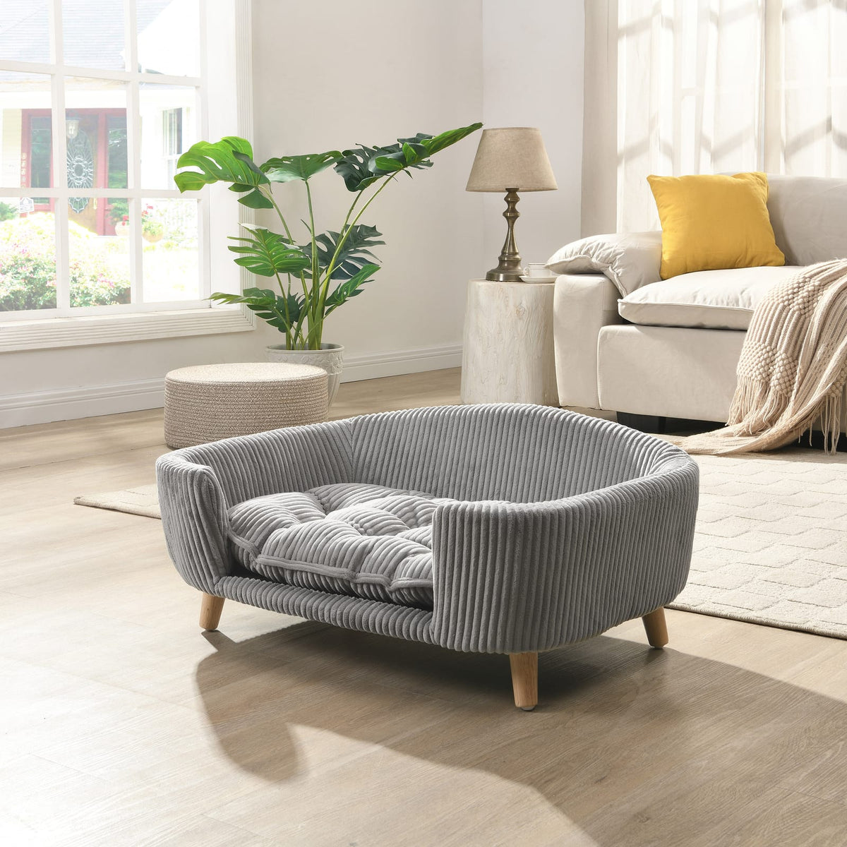 Elevated Corduroy Dog Bed - Small Dogs, Grey Comfort