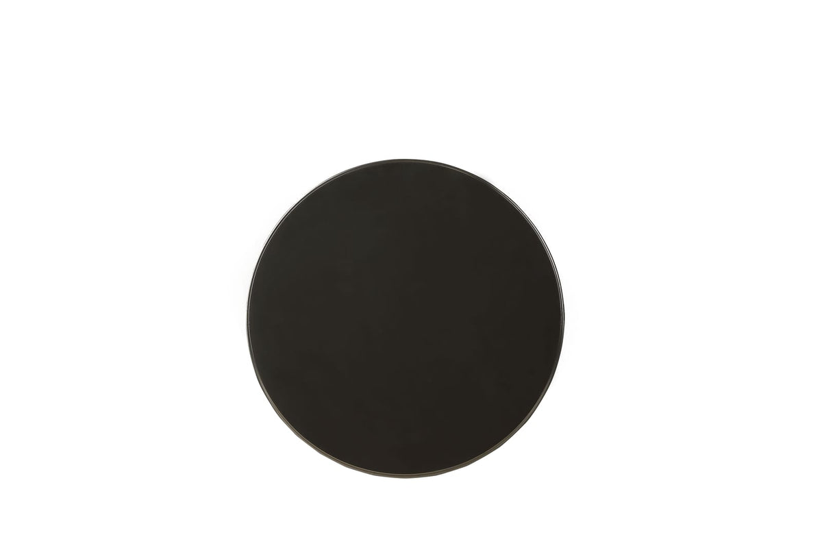Round Black Wood Accent Table with Turned Pedestal for Living Room