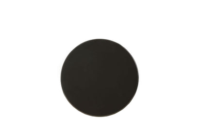 Round Black Wood Accent Table with Turned Pedestal for Living Room