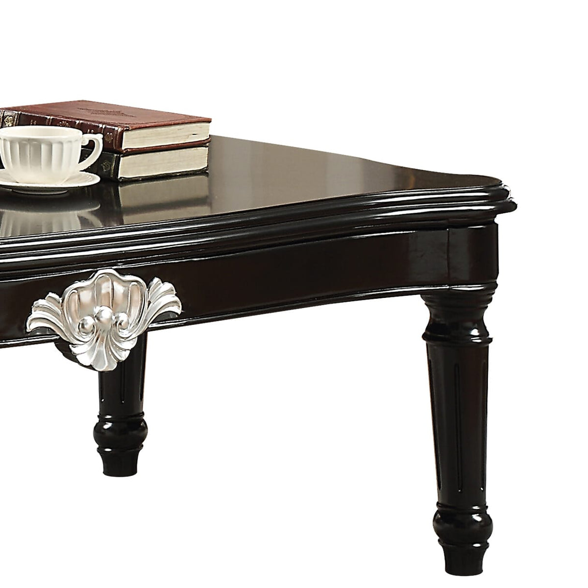 Black Rectangular Coffee Table - 55" x 31" Solid Wood