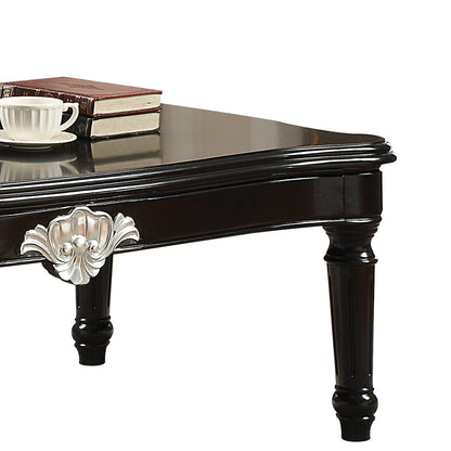 Black Rectangular Coffee Table - 55" x 31" Solid Wood