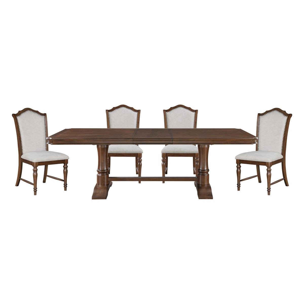 Cherry Wood Dining Table Set Seats 4 with Extension Leaf