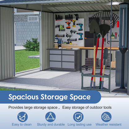 10x10 Metal Outdoor Storage Shed - Black