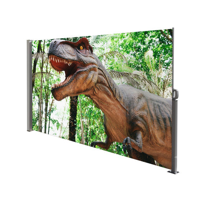 Gray Retractable Side Awning Screen for Garden or Pool Area