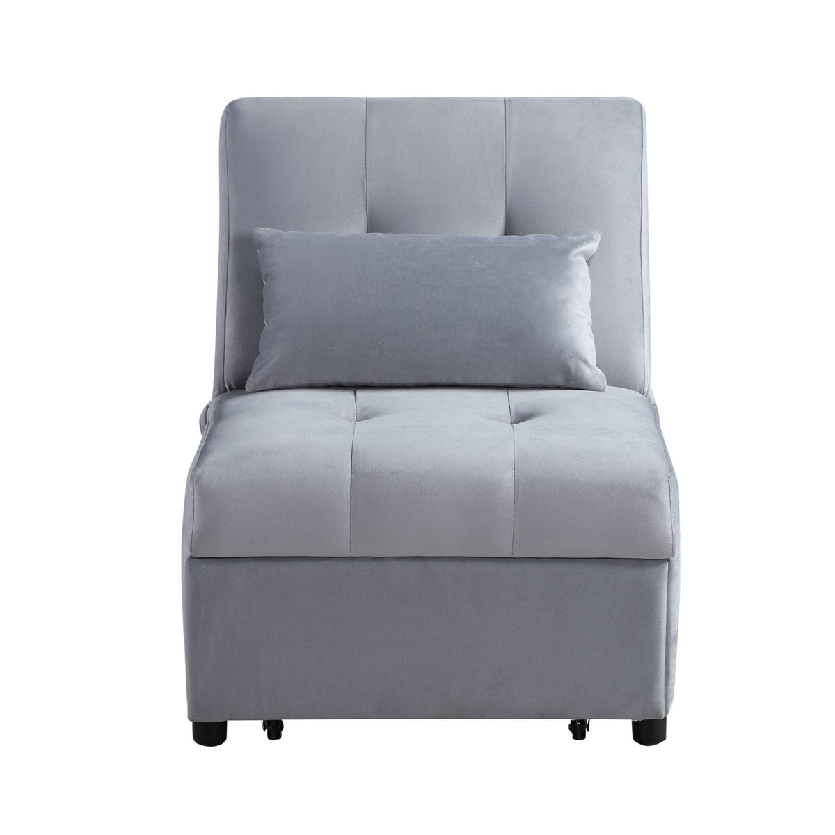 Gray Velvet Storage Bench - Lift Top Convertible for Living Room