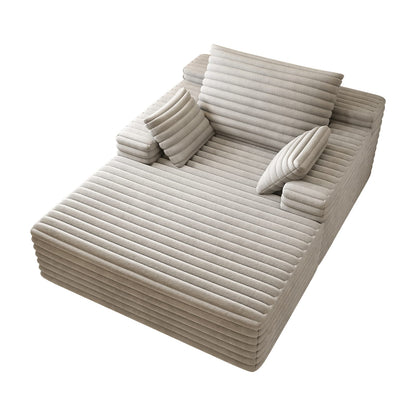 Grey Corduroy Chaise Lounge Sofa - Oversized Sleeper Couch