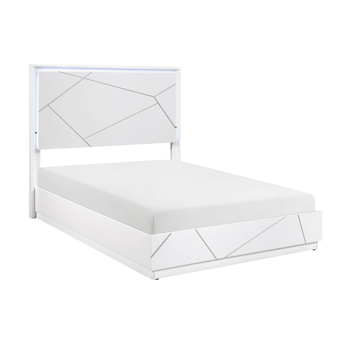 Glamorous White Queen Size Bed Frame - LED Lighting