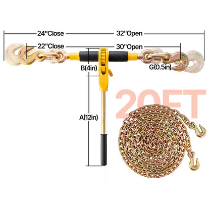 Heavy Duty Chain Binder - Yellow Steel, 7100 lbs Capacity