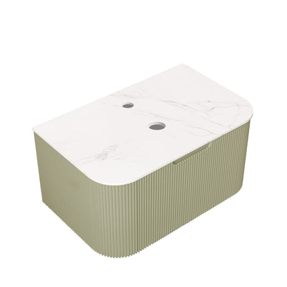 DINA 30" Light Green Bathroom Vanity - Carrara White Marble Countertop