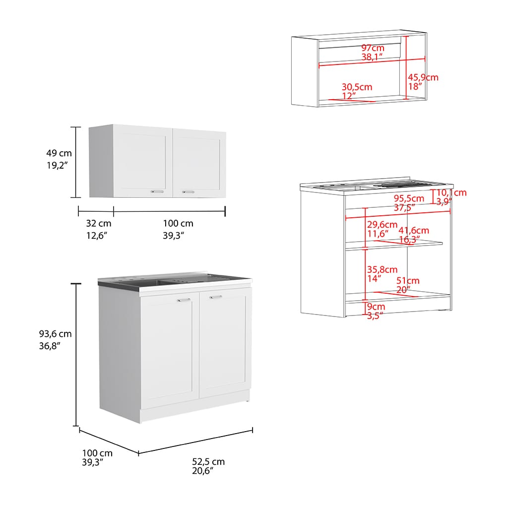 White Dining Table Set - 39.3" Modern Buffet