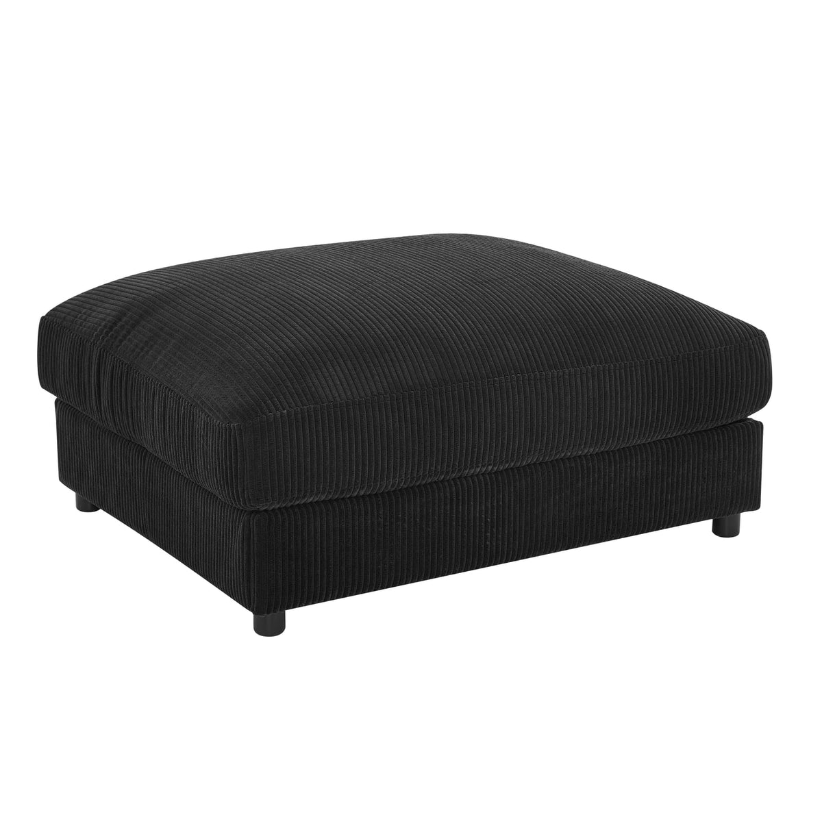 Black Corduroy Ottoman - 40" x 32" Storage Footstool
