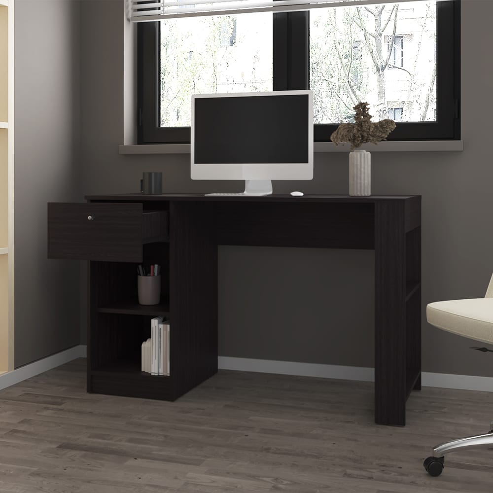 Black Computer Desk with Storage Drawers - 18.5 x 47.3 x 29.8" for Home Office
