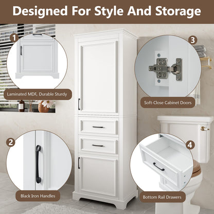 2-Drawer White Bathroom Vanity - Freestanding Storage