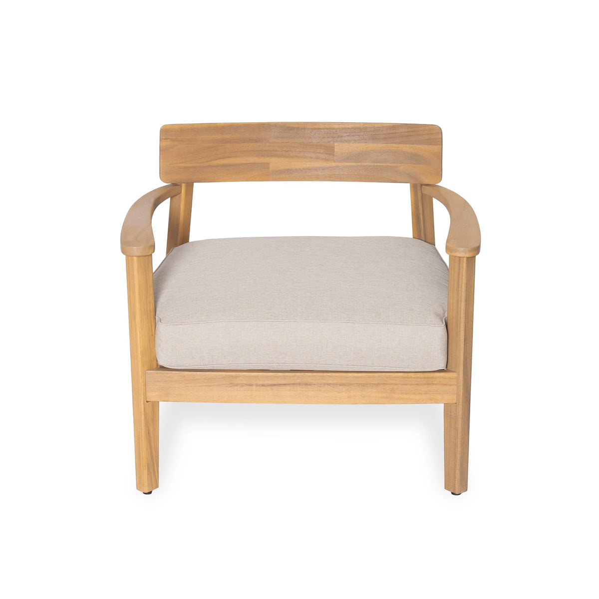 Teak Beige Acacia Wood Club Chair with Cushions
