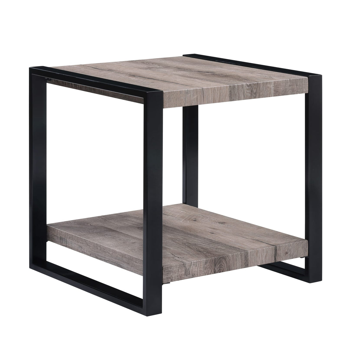 Contemporary End Table with Storage Shelf - Brown, Gray