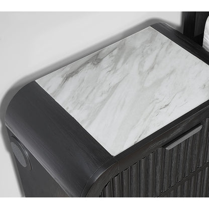 Black and White Drawer Nightstand - 28" Wide for Bedroom