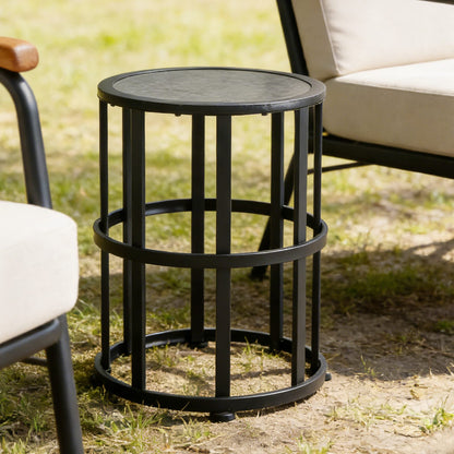 Black Ceramic Tile Side Table - Outdoor Patio Accent