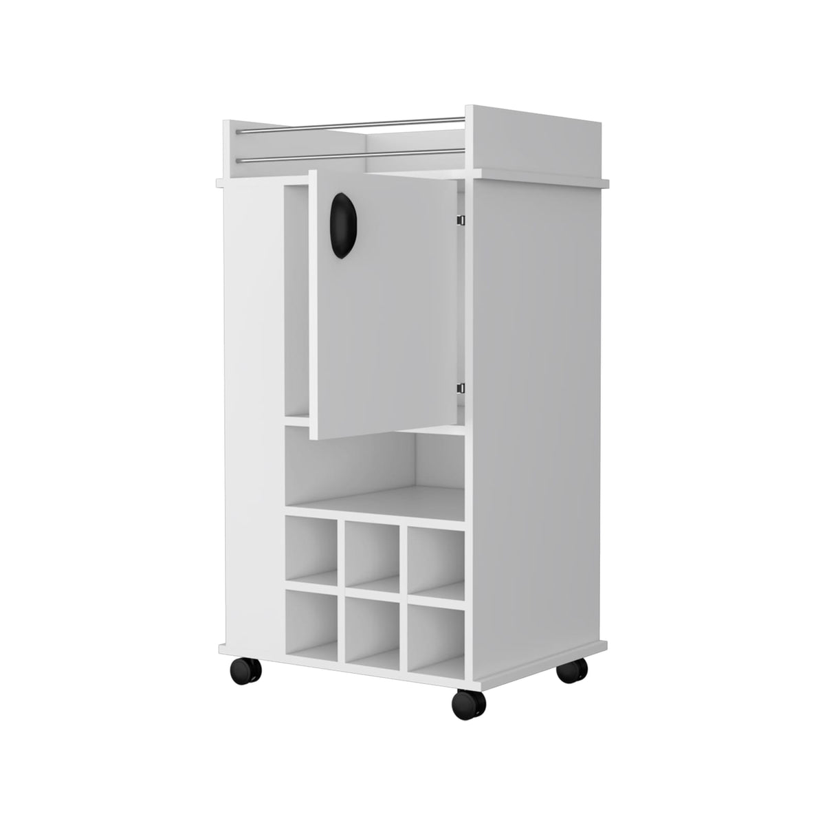 Farson Bar Cart - White, Freestanding with Wine Racks & Shelves