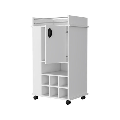 Farson Bar Cart - White, Freestanding with Wine Racks & Shelves