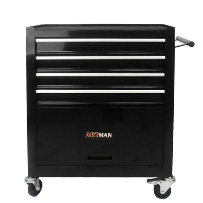 4 Drawer Tool Cart with Wheels - Black