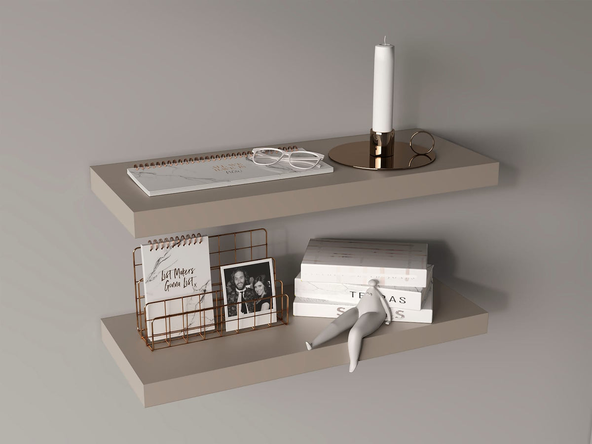 Floating Shelves 1.5" H, 2 Shelves, Grey - Display Storage for Living Room