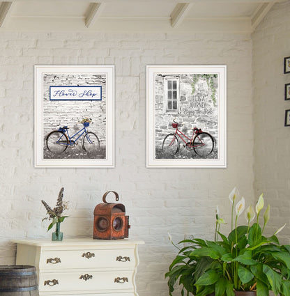 White Frame Bicycles 2 Piece Vignette Wall Art