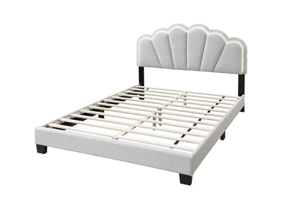 Queen Size Wool Bed Frame White Floral Headboard