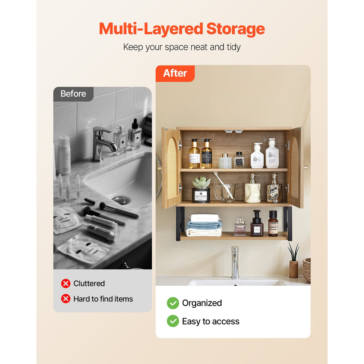 Wood Bathroom Wall Cabinet - Over Toilet Storage