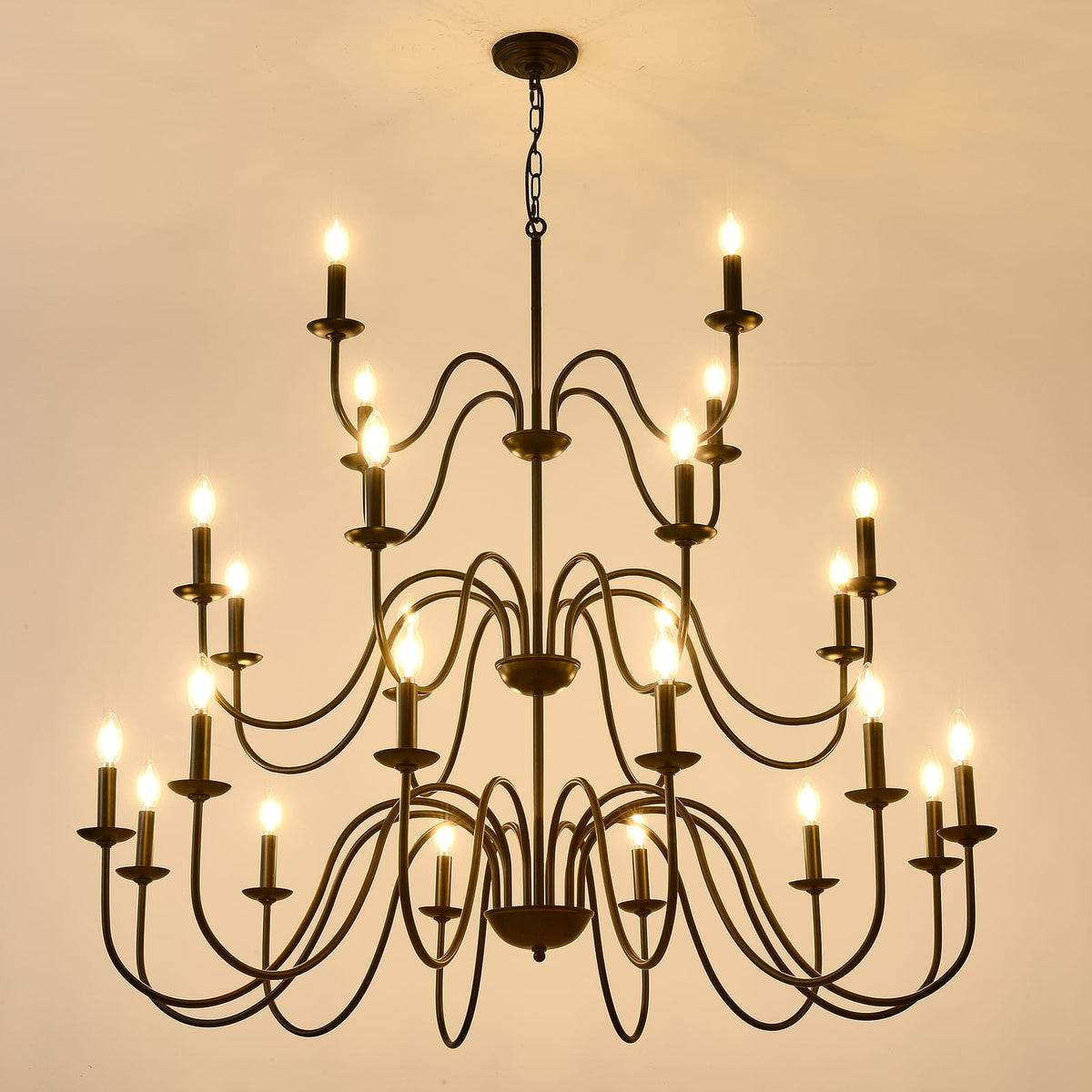 Large Black Farmhouse Chandelier - 24 Lights Iron Metal