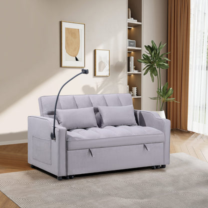 Grey Plywood Sofa Bed with USB Stand for Living Room Comfort