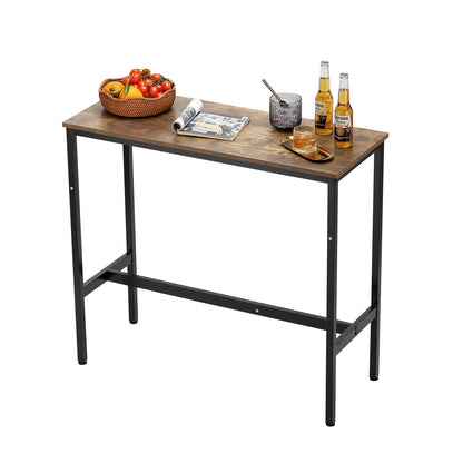 Black Natural Bar Table Height Pub Table 43.31"