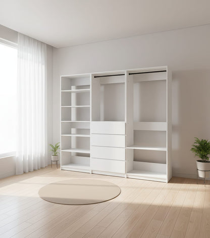 Small White Wood Closet System - Freestanding Walk In