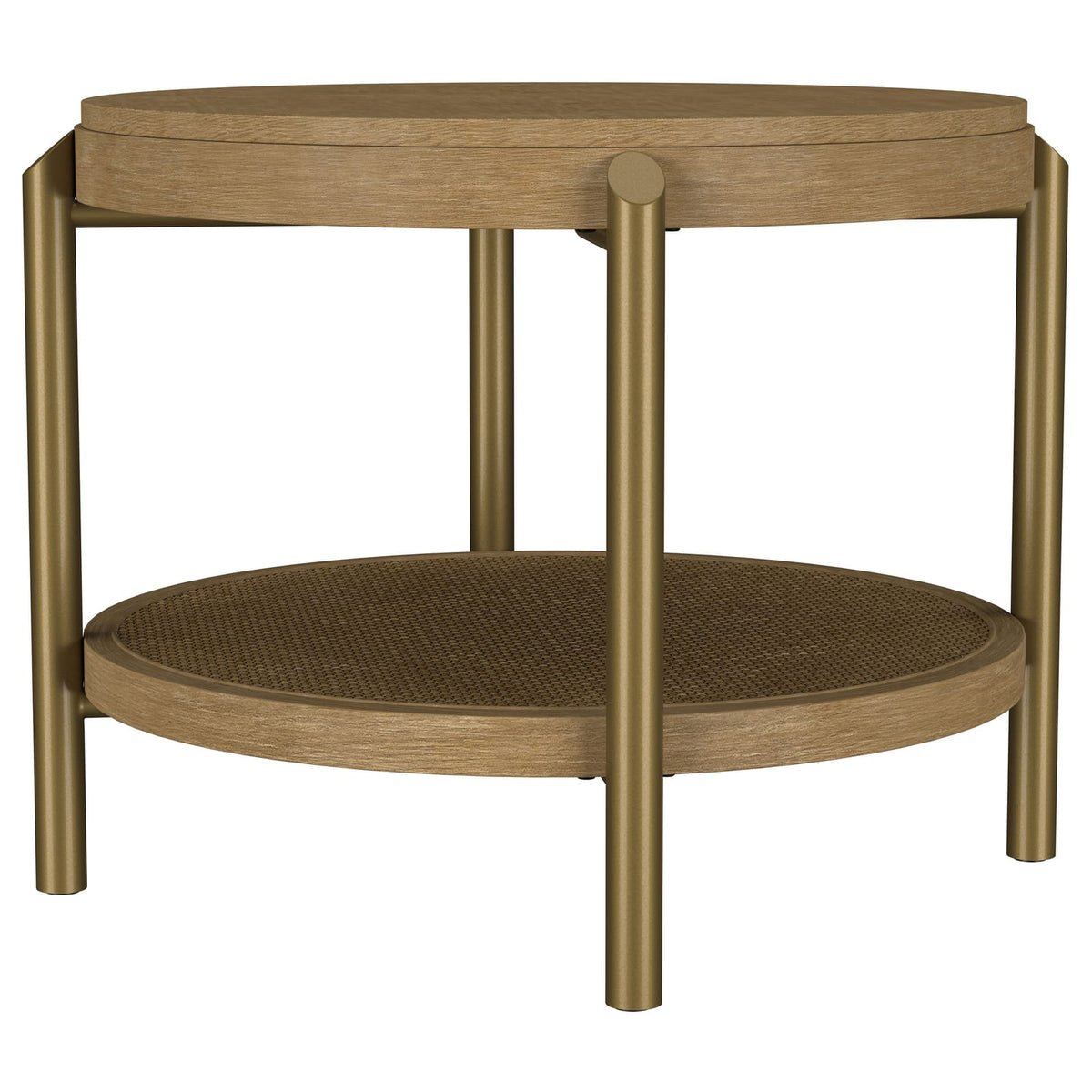 Sand Wash Round End Table with Storage Shelf for Living Room