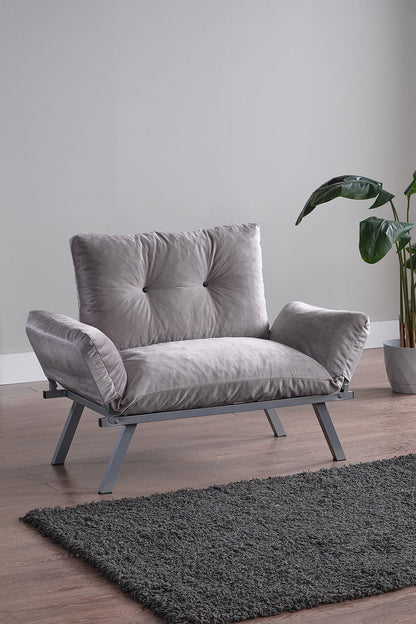 Stone Gray Chenille Loveseat - 49" x 24" Metal Frame for Living Room