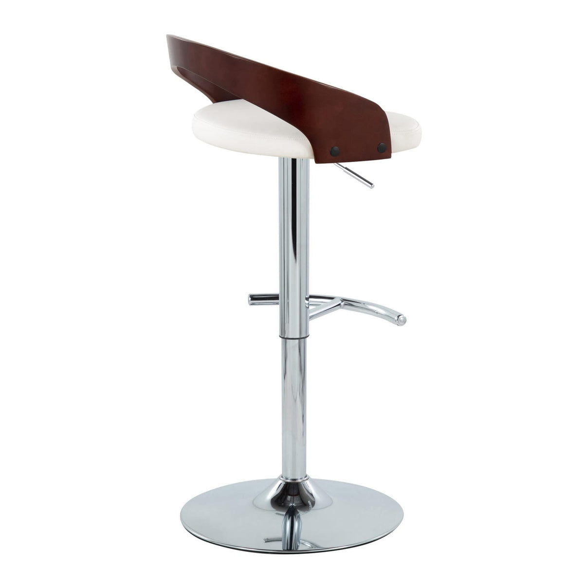 Adjustable Barstool Set - Mahogany PU Leather, Swivel & Chrome Base