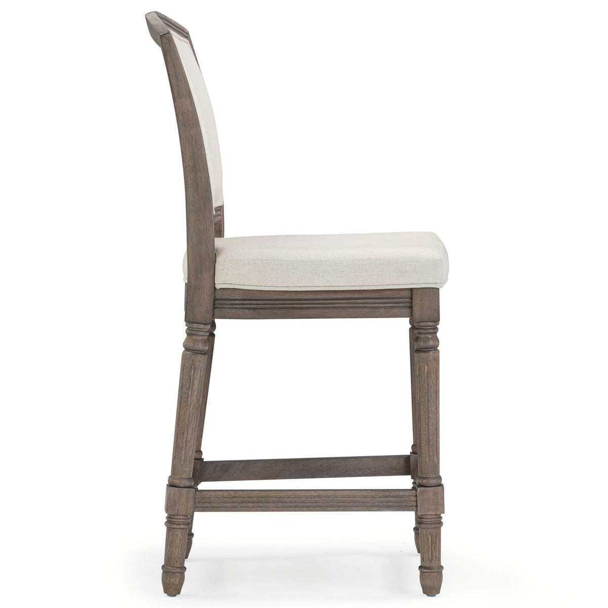 Gray Counter Height Bar Stool - Wood & Fabric for Bedroom