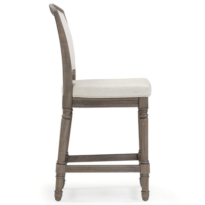 Gray Counter Height Bar Stool - Wood & Fabric for Bedroom