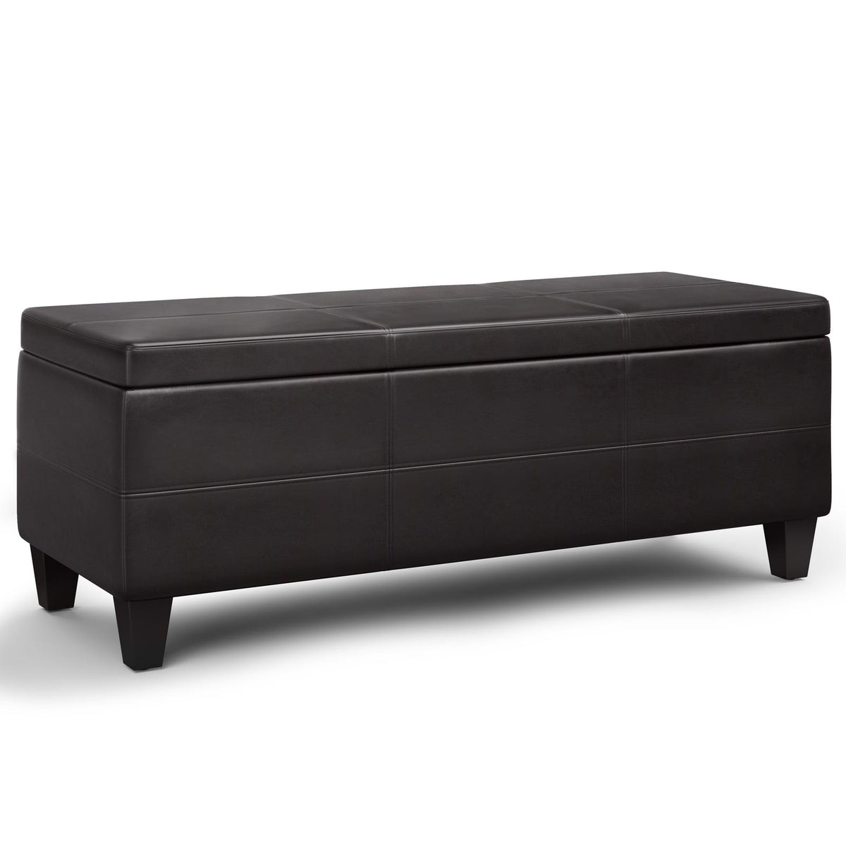 Avalon Lift Top Storage Ottoman - Dark Brown Faux Leather