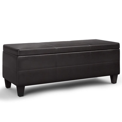 Avalon Lift Top Storage Ottoman - Dark Brown Faux Leather