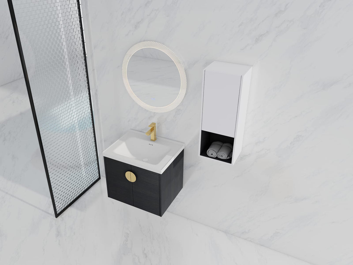 Modern Black Chestnut Bathroom Vanity with Storage and Sink
