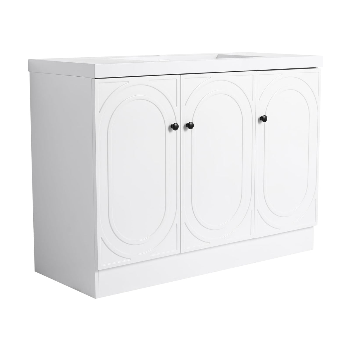 White Plywood Bathroom Vanity with Storage