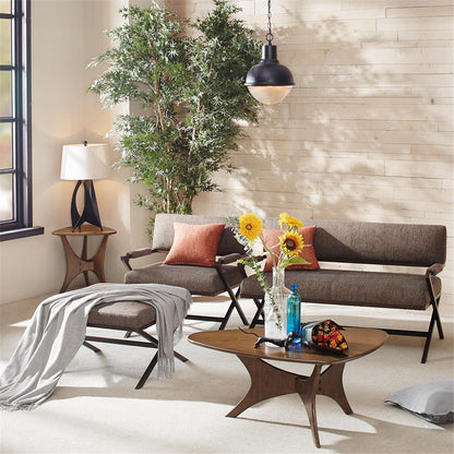 Brown Triangle Wood Side Table with MDF Top and Plywood Legs for Living Room