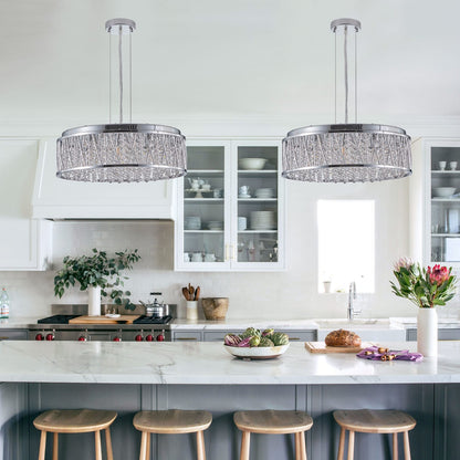 Modern Crystal Chandelier - 19 Inch Silver+Clear Iron Flush Mount Lighting
