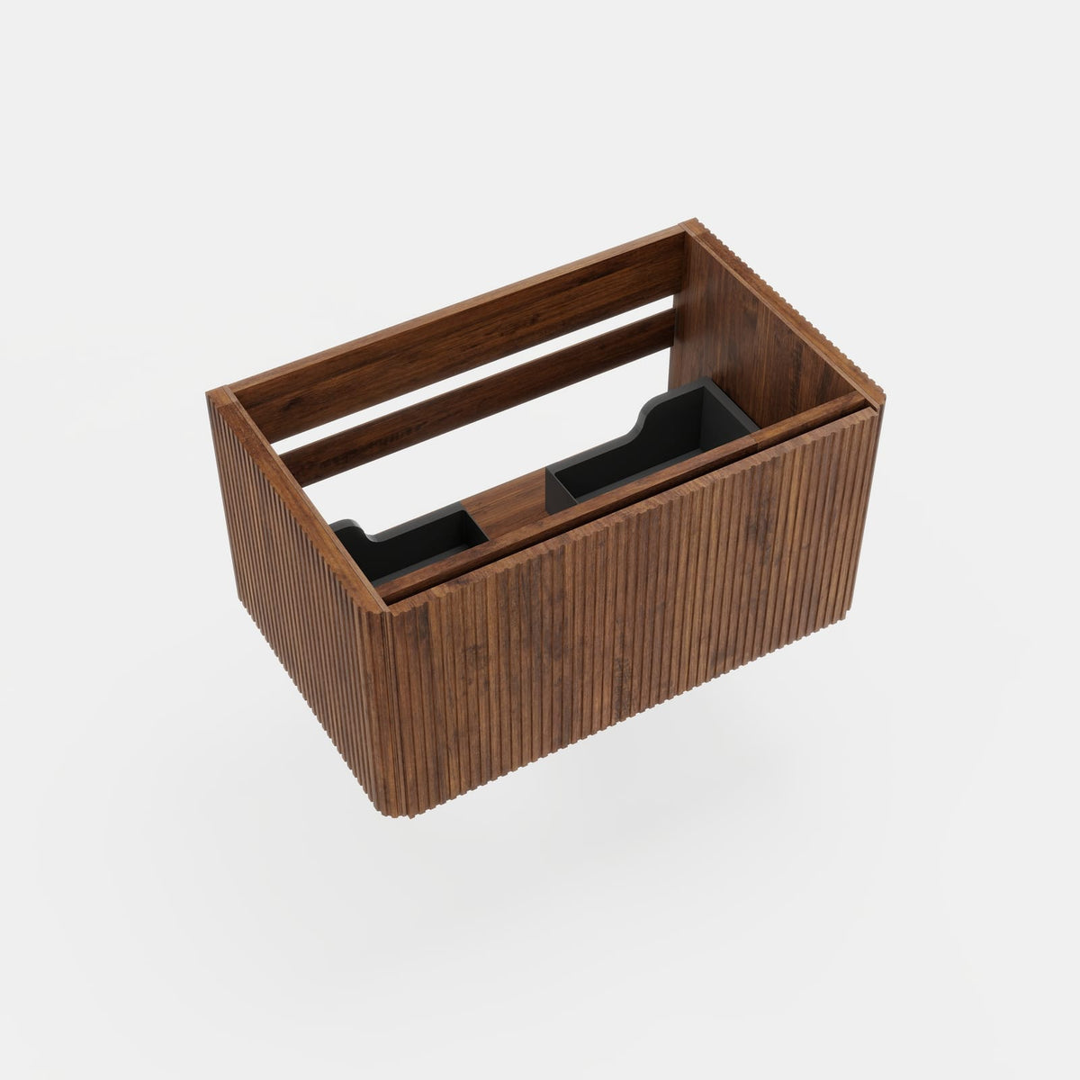 30" Walnut Striped Bathroom Vanity - Wall Mounted Storage