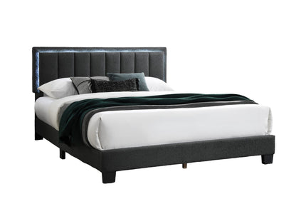 Queen Size Wool Upholstered Bed Frame - Charcoal Gray Modern