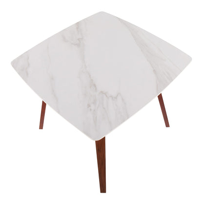 Walnut Wood Marble Dining Table - Seats 4