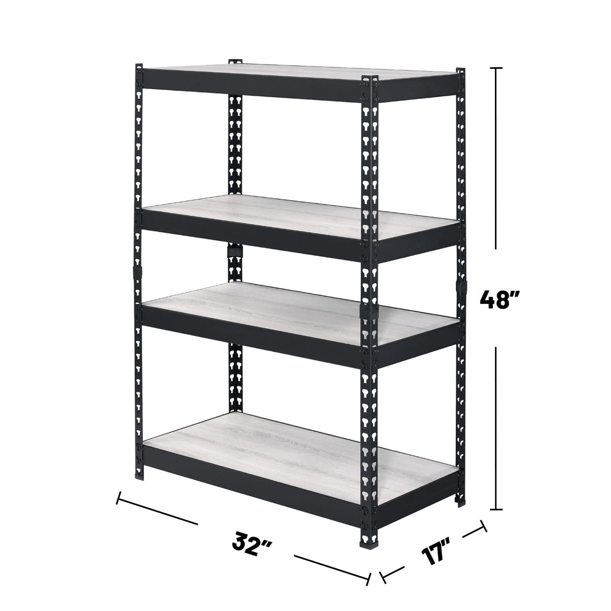 4 Tier Rectangular Bookcase - Natural & Black MDF Shelving Unit