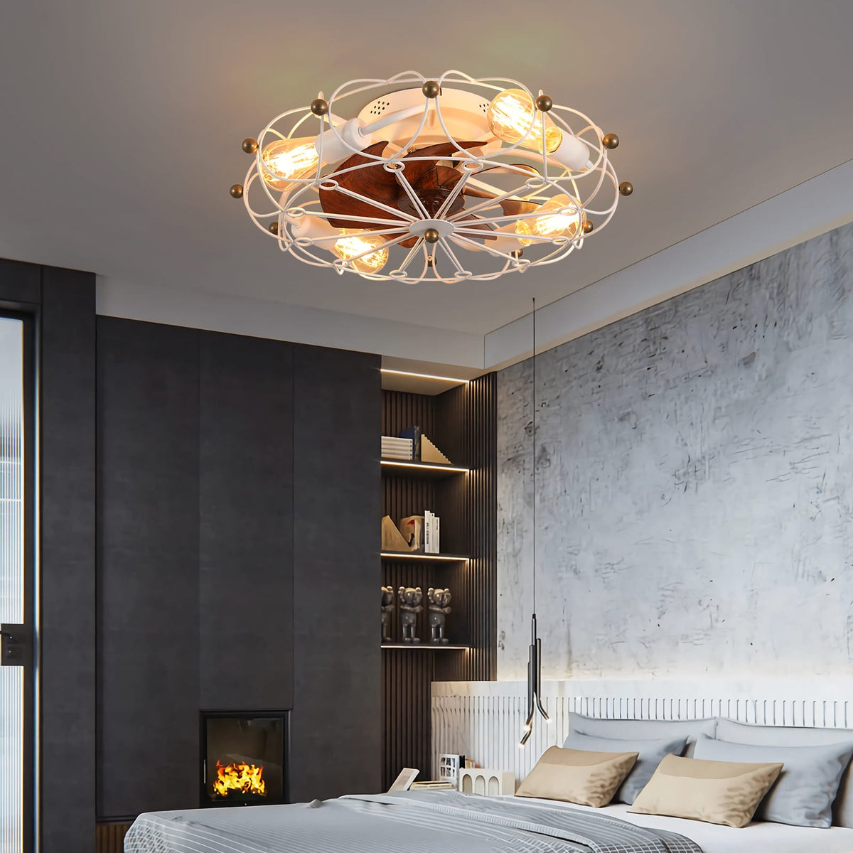 White ABS Modern Ceiling Fan with Lights