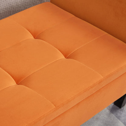 51.5" Orange Velvet Bed Bench with Storage for Bedroom