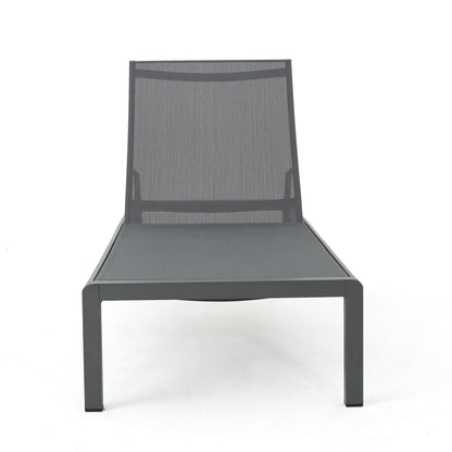 Gray Mesh Chaise Lounge - Outdoor Patio Seating